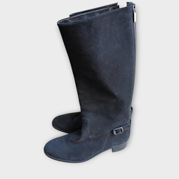 Aquatalia Black Suede Heeled Boots Women's Size 11 - Picture 5 of 10